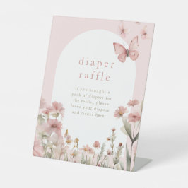 おむつラッフルワイルドフラワーバタフライベイビーシャワー 台座サイン