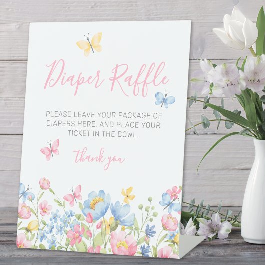 おむつラッフルワイルドフラワーベビーシャワー 台座サイン