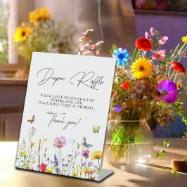 おむつラッフルワイルドフラワー蝶ベビーシャワー 台座サイン