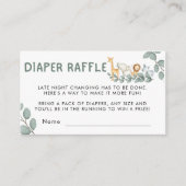 おむつラッフルワイルドワン動物園の動物ベビーシャワー エンクロージャーカード (正面)