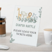 おむつラッフルワイルドワン動物園の動物ベビーシャワー 台座サイン (インサイチュ)