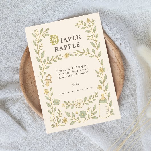 おむつラッフルヴィンテージストーリーブックガールベビーシャワー エンクロージャーカード