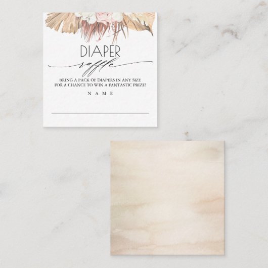 おむつラッフル乾燥パームベビーシャワー スクエア名刺 (正面/裏面)