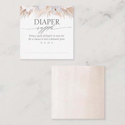 おむつラッフル乾燥熱帯草ベビーシャワー スクエア名刺 (正面/裏面)