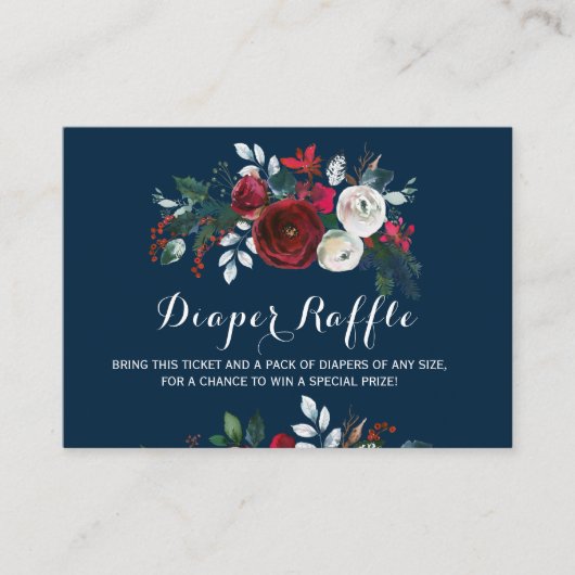 おむつラッフル冬の海軍の赤ちゃんシャワー挿入カード エンクロージャーカード (正面)