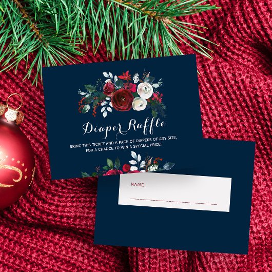 おむつラッフル冬の海軍の赤ちゃんシャワー挿入カード エンクロージャーカード