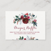 おむつラッフル冬の牡丹の赤ちゃんシャワーインサートカード エンクロージャーカード (正面)