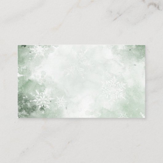 おむつラッフル冬の緑の森の赤ちゃんシャワー エンクロージャーカード (裏面)