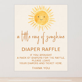 おむつラッフル太陽をテーマにした赤ちゃんシャワーサイン ポスター
