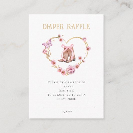 おむつラッフル女性のカーボーイベビーシャワー エンクロージャーカード (正面)