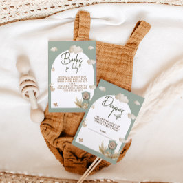 おむつラッフル子供部屋ボホベアーベビーシャワー エンクロージャーカード