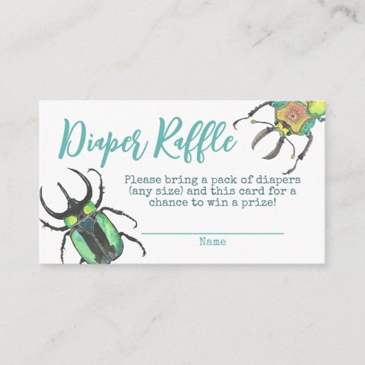 おむつラッフル小さな愛のバグ赤ちゃんシャワー エンクロージャーカード (正面)