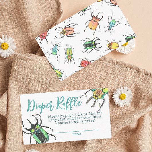 おむつラッフル小さな愛のバグ赤ちゃんシャワー エンクロージャーカード