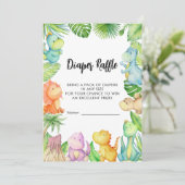 おむつラッフル恐竜赤ちゃんシャワーカード 招待状 (スタンド正面)