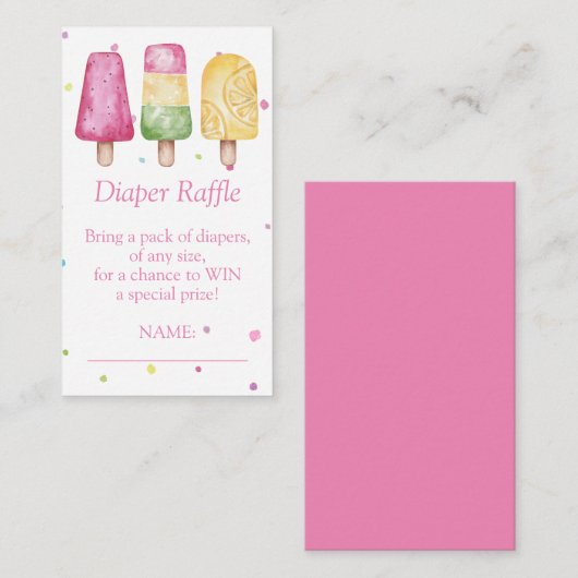 おむつラッフル準備ポップ・アートの夏の女の子の赤ちゃんシャワー エンクロージャーカード (正面/裏面)