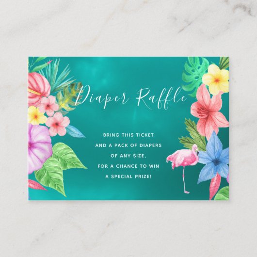 おむつラッフル熱帯ベビーシャワーインサートカード エンクロージャーカード (正面)