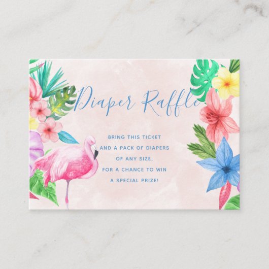 おむつラッフル熱帯ベビーシャワーインサートカード エンクロージャーカード (正面)