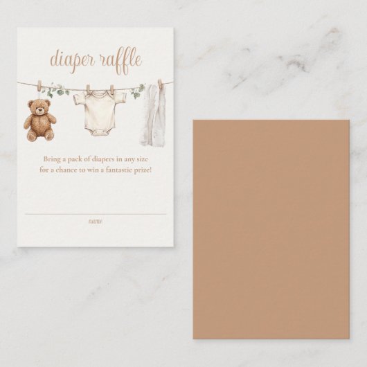 おむつラッフル物干し用ベビーシャワー エンクロージャーカード (正面/裏面)
