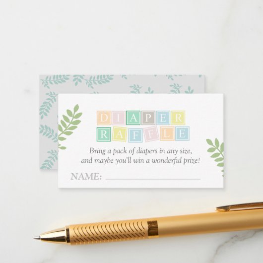 おむつラッフル男女兼用お洒落赤ちゃんシャワー エンクロージャーカード (正面/裏面インサイチュ)