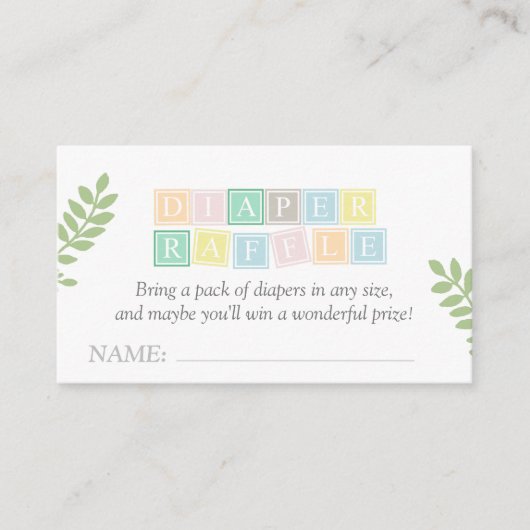 おむつラッフル男女兼用お洒落赤ちゃんシャワー エンクロージャーカード (正面)