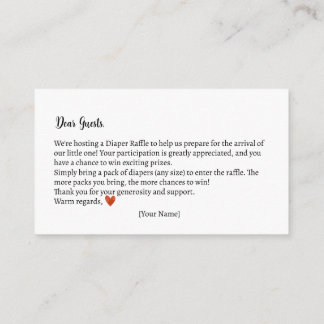 おむつラッフル秋テディベア赤ちゃんシャワー エンクロージャーカード