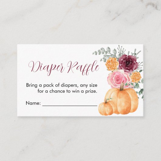 おむつラッフル秋パンプキンブルガンディーピンクフローラ エンクロージャーカード (正面)