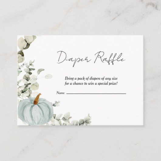 おむつラッフル秋リトルカンプキンブルーベビーシャワー エンクロージャーカード (正面)