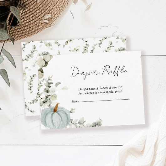 おむつラッフル秋リトルカンプキンブルーベビーシャワー エンクロージャーカード