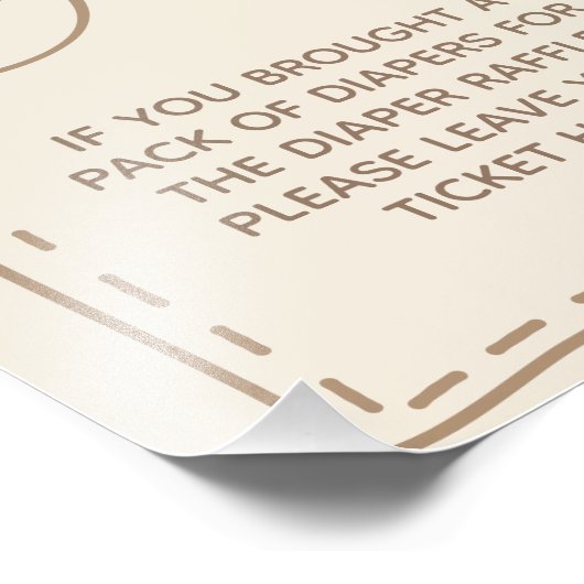 おむつラッフル素朴かわいいクマ赤ちゃんシャワーポスター フォトプリント            (角)