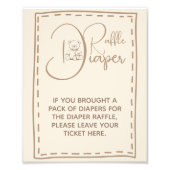 おむつラッフル素朴かわいいクマ赤ちゃんシャワーポスター フォトプリント            (正面)