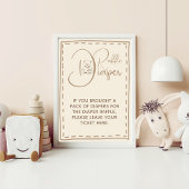 おむつラッフル素朴かわいいクマ赤ちゃんシャワーポスター フォトプリント           