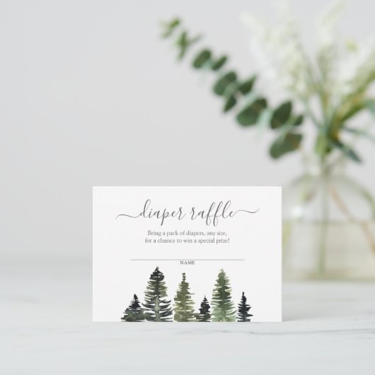 おむつラッフル素朴ウッドランドベビーシャワー エンクロージャーカード (スタンド正面)