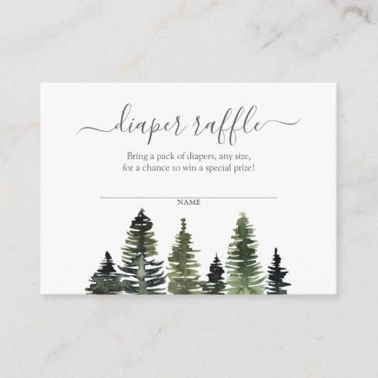 おむつラッフル素朴ウッドランドベビーシャワー エンクロージャーカード (正面)