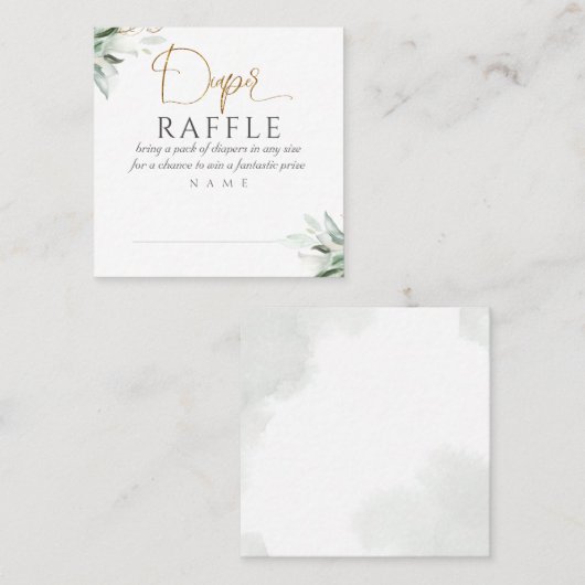 おむつラッフル緑のベビーシャワー スクエア名刺 (正面/裏面)