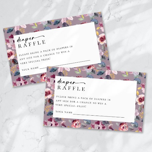 おむつラッフル薄紫フローラベビーショー エンクロージャーカード
