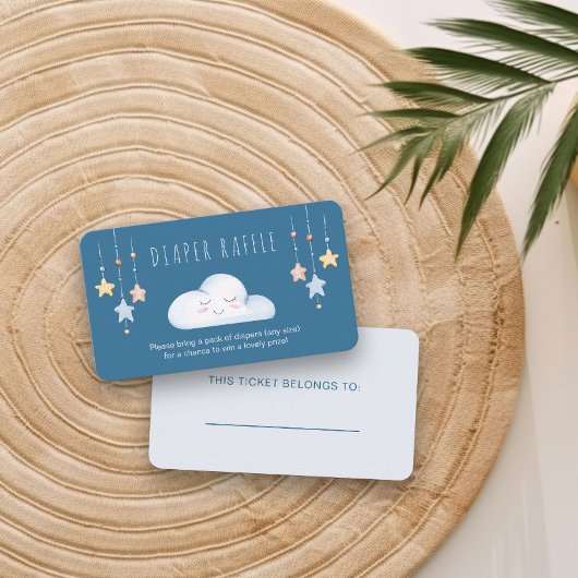 おむつラッフル詩の雲とスターズボーイベビーシャワー エンクロージャーカード