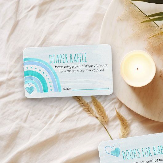 おむつラッフル詩ターコイズレインボーベビーシャワー エンクロージャーカード