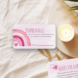 おむつラッフル詩ピンク虹の赤ちゃんシャワー エンクロージャーカード