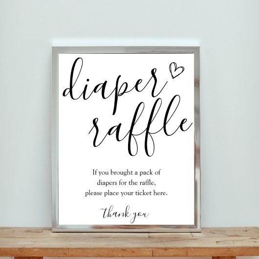 おむつラッフル赤ちゃんシャワーゲームサイン ポスター