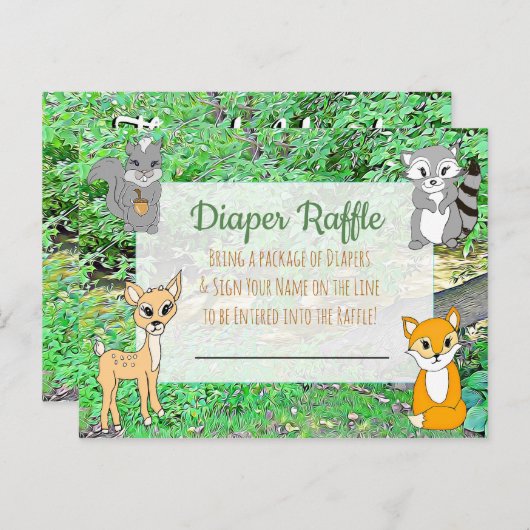 おむつラッフル赤ちゃんシャワーゲーム森林動物 ポストカード (正面/裏面)