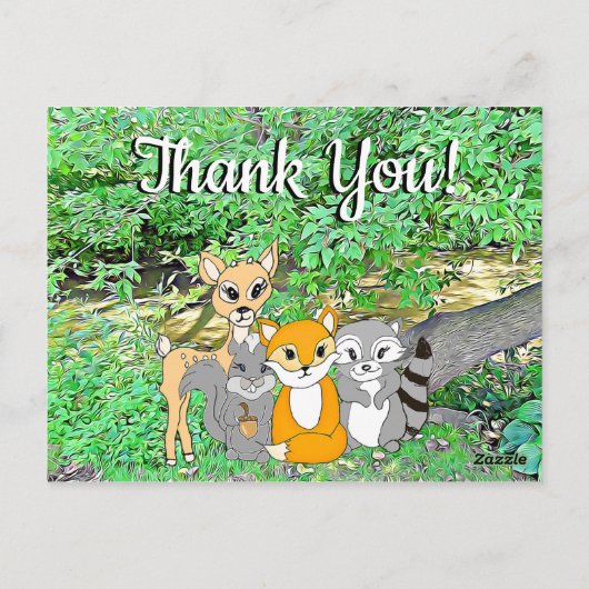 おむつラッフル赤ちゃんシャワーゲーム森林動物 ポストカード (裏面)