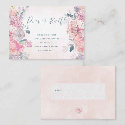 おむつラッフル赤面バラベビーシャワー挿入カード エンクロージャーカード (正面/裏面)