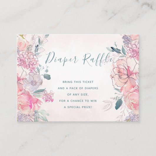 おむつラッフル赤面バラベビーシャワー挿入カード エンクロージャーカード (正面)