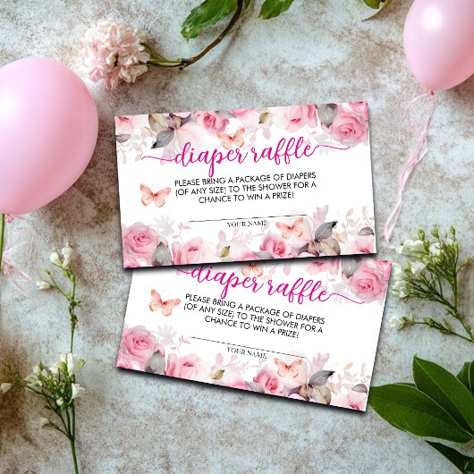 おむつラッフル赤面バラベビーシャワー エンクロージャーカード