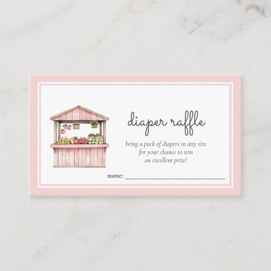 おむつラッフル農家マーケットベビーガールシャワー エンクロージャーカード (正面)