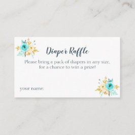おむつラッフル金ゴールドティール（緑がかった色）フローラベビーシャワーカード エンクロージャーカード