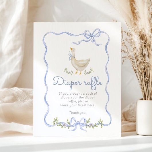 おむつラッフル間抜けグースブルーボウ赤ちゃんシャワー ポスター