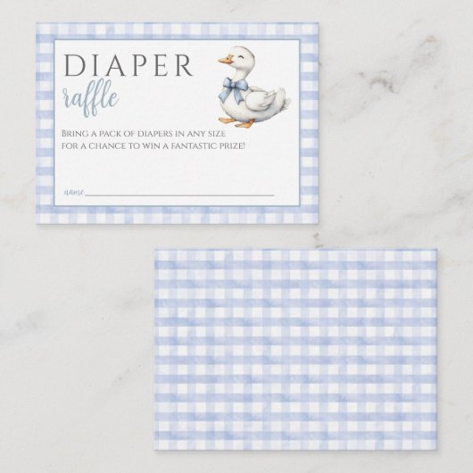おむつラッフル間抜けグースブルーボーイベビーシャワー エンクロージャーカード (正面/裏面)