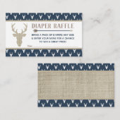 おむつラッフル、ウッドランドディアー、ネイビーブルー、バーラップ エンクロージャーカード (正面/裏面)