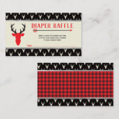 おむつラッフル、ウッドランド鹿、バッファロープレイド エンクロージャーカード (正面/裏面)